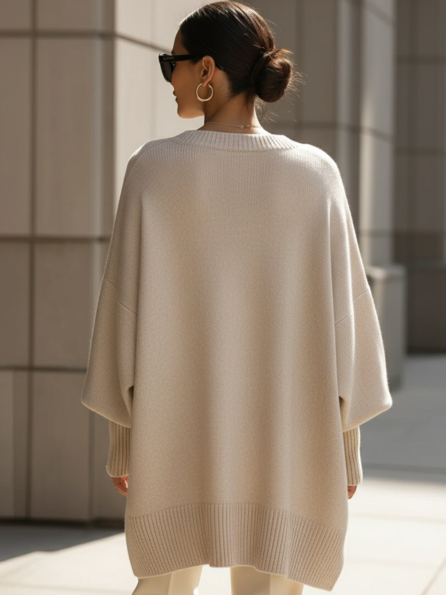 Jennifer | Maglione Oversize Drappeggiato con Scollo Ampio