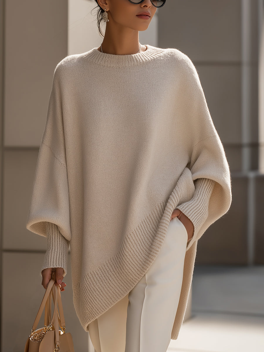 Jennifer | Maglione Oversize Drappeggiato con Scollo Ampio