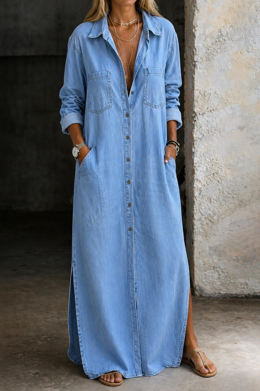 BEATRICE LUCCA | DELANA ABITO IN DENIM CON BOTTONI DA DONNA