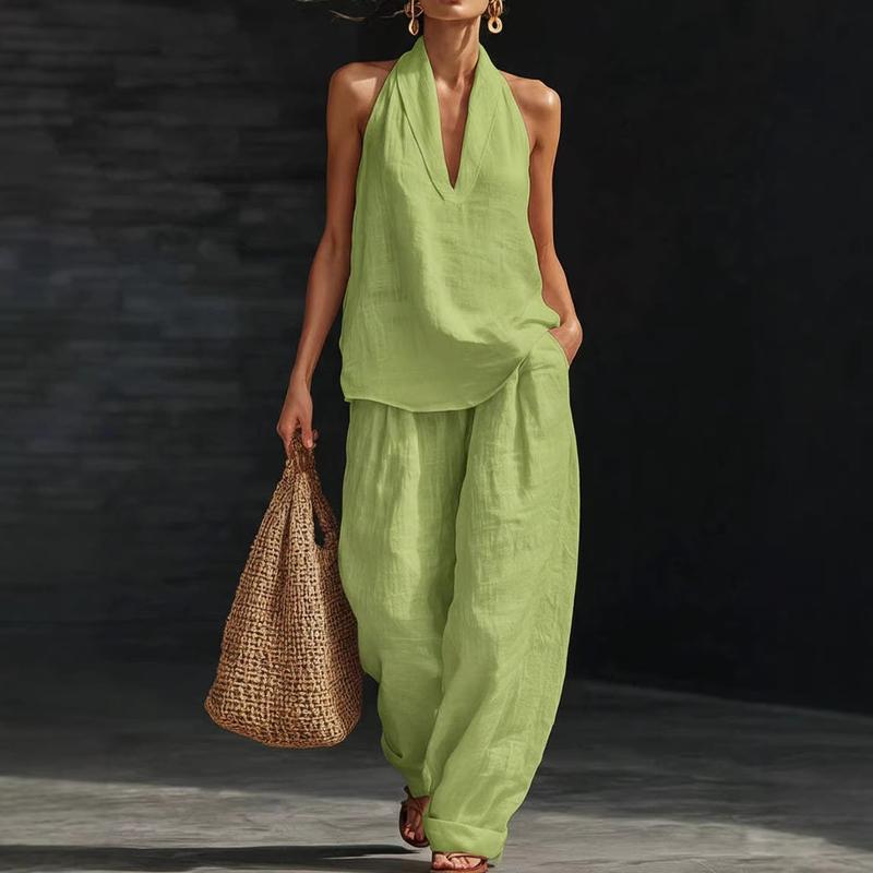 BEATRICE LUCCA | AINHOA COMPLETO DI DUE PEZZI CON TEXTURE DI LINO DA DONNA