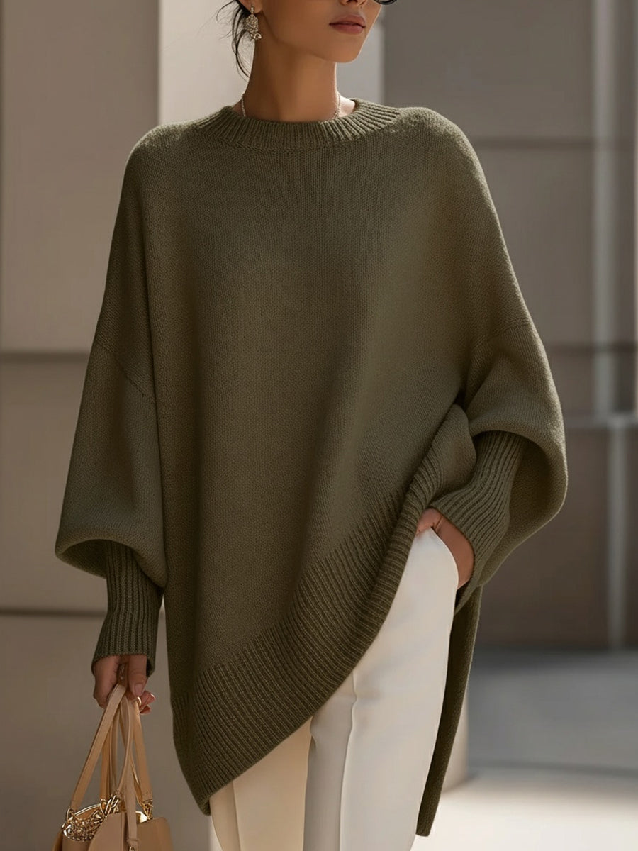 Jennifer | Maglione Oversize Drappeggiato con Scollo Ampio