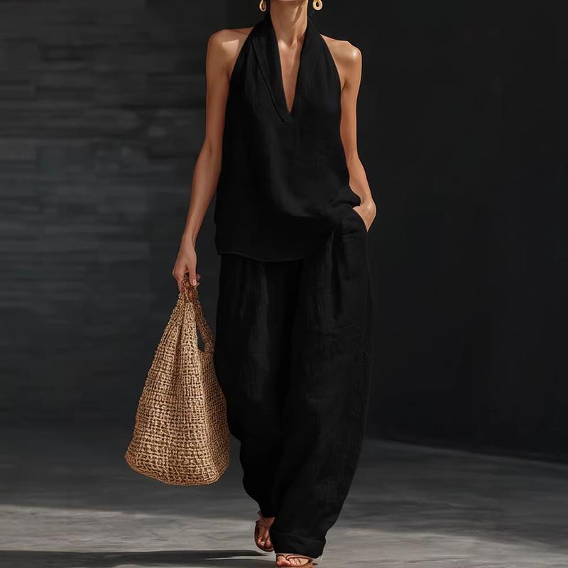 BEATRICE LUCCA | AINHOA COMPLETO DI DUE PEZZI CON TEXTURE DI LINO DA DONNA