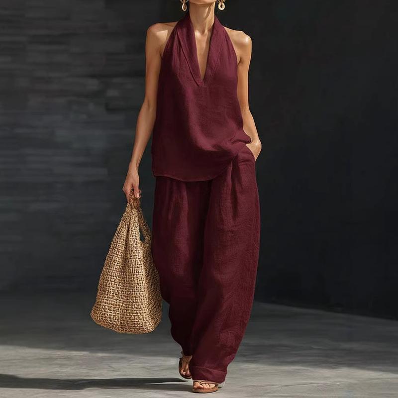 BEATRICE LUCCA | AINHOA COMPLETO DI DUE PEZZI CON TEXTURE DI LINO DA DONNA