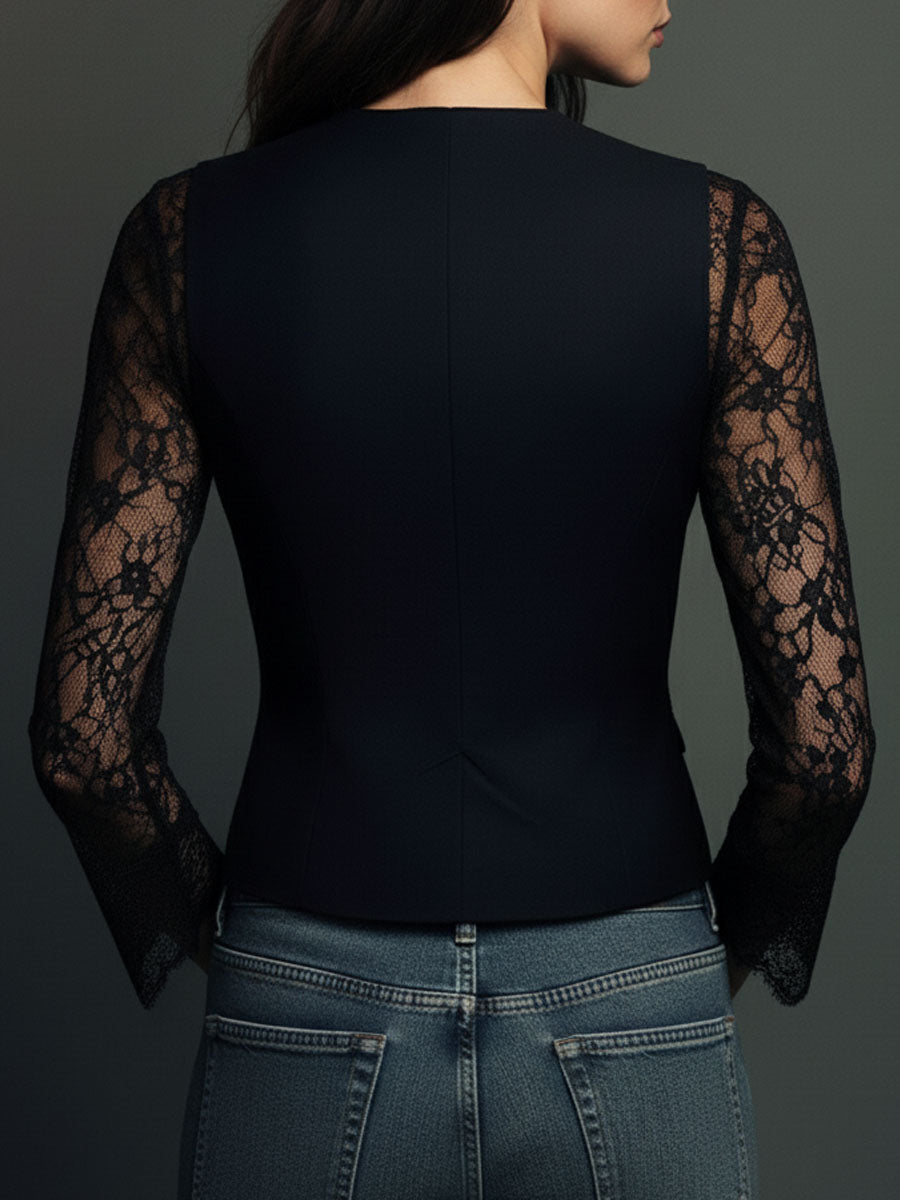 Marie-Laure | Blazer con Maniche in Pizzo e Scollo a V