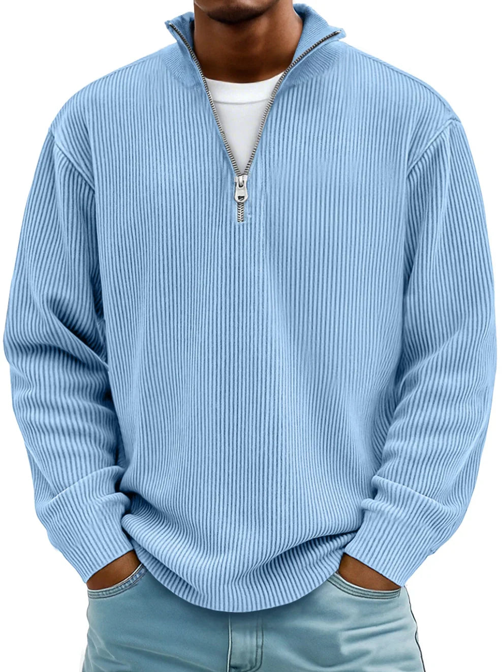 Marco | Maglione a Coste con Collo Zip
