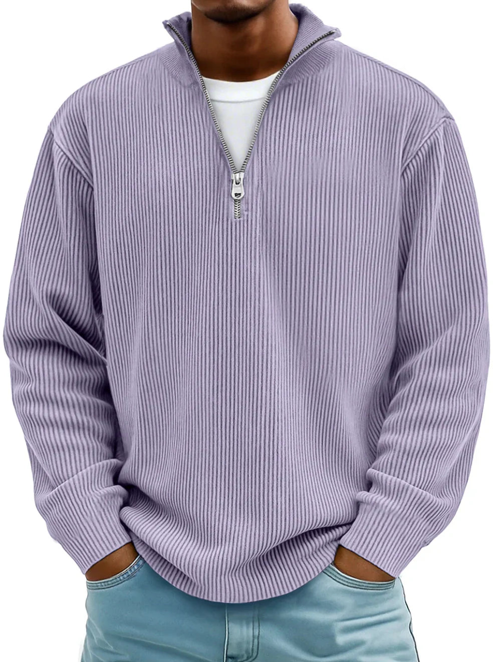 Marco | Maglione a Coste con Collo Zip