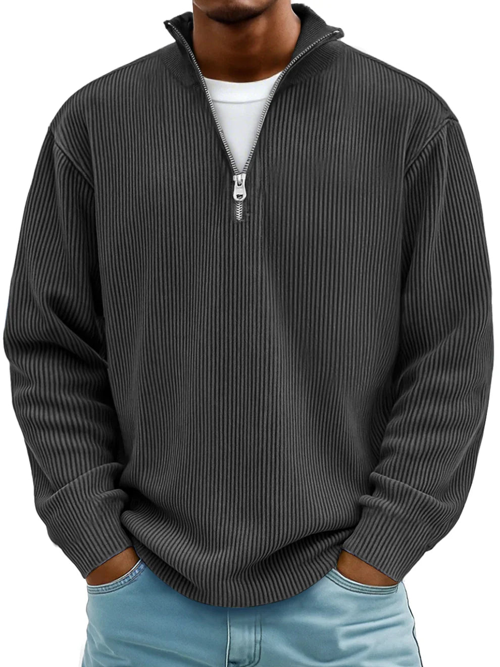 Marco | Maglione a Coste con Collo Zip