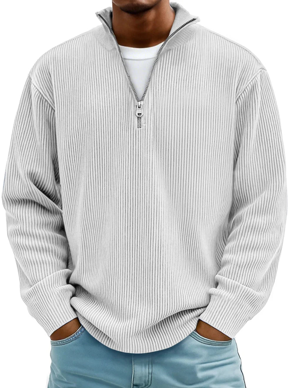 Marco | Maglione a Coste con Collo Zip