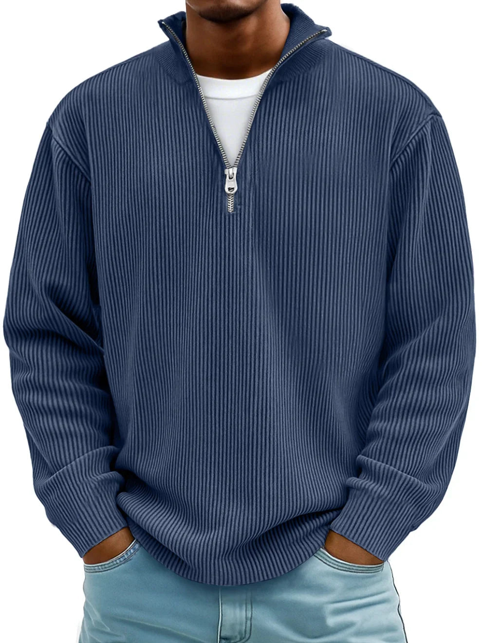 Marco | Maglione a Coste con Collo Zip