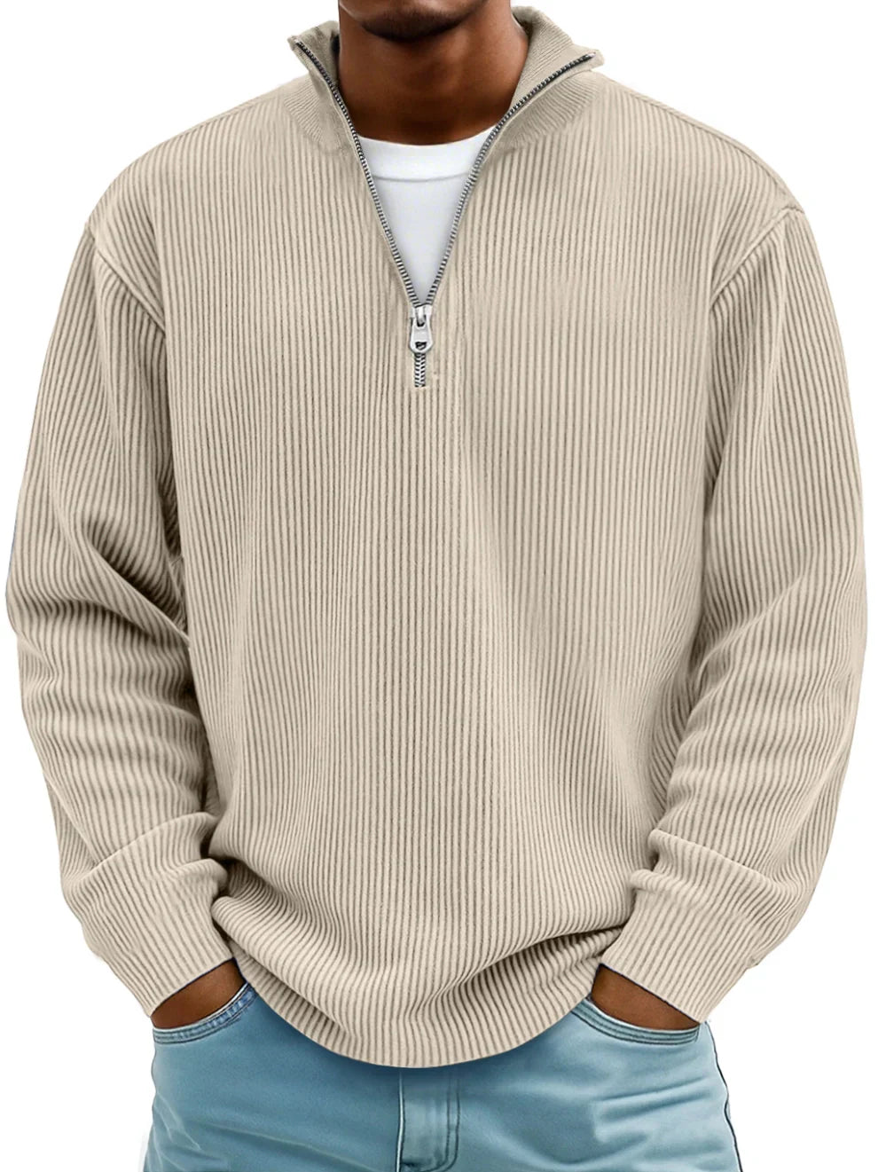 Marco | Maglione a Coste con Collo Zip