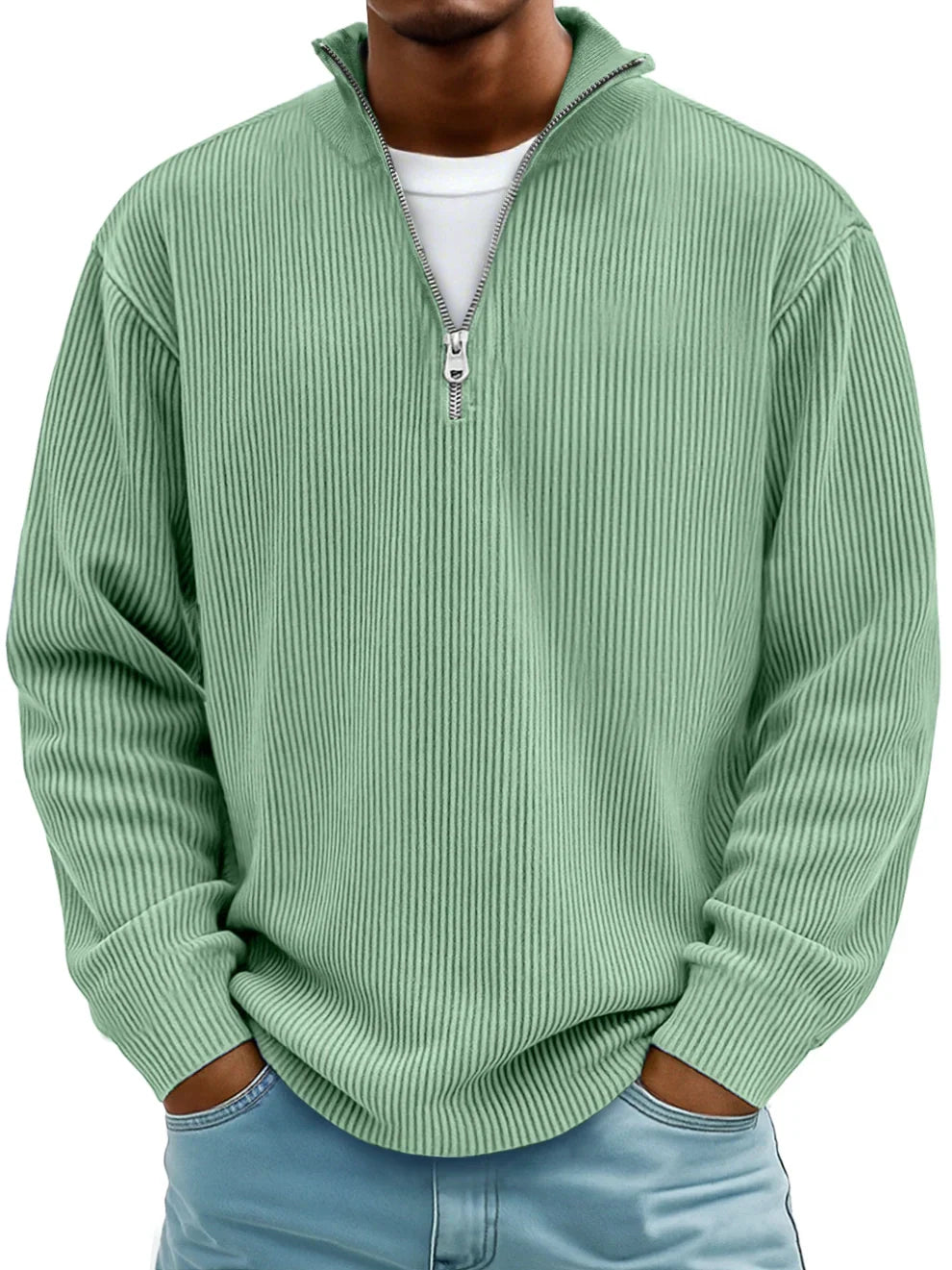 Marco | Maglione a Coste con Collo Zip