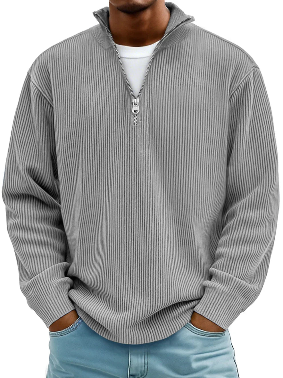 Marco | Maglione a Coste con Collo Zip