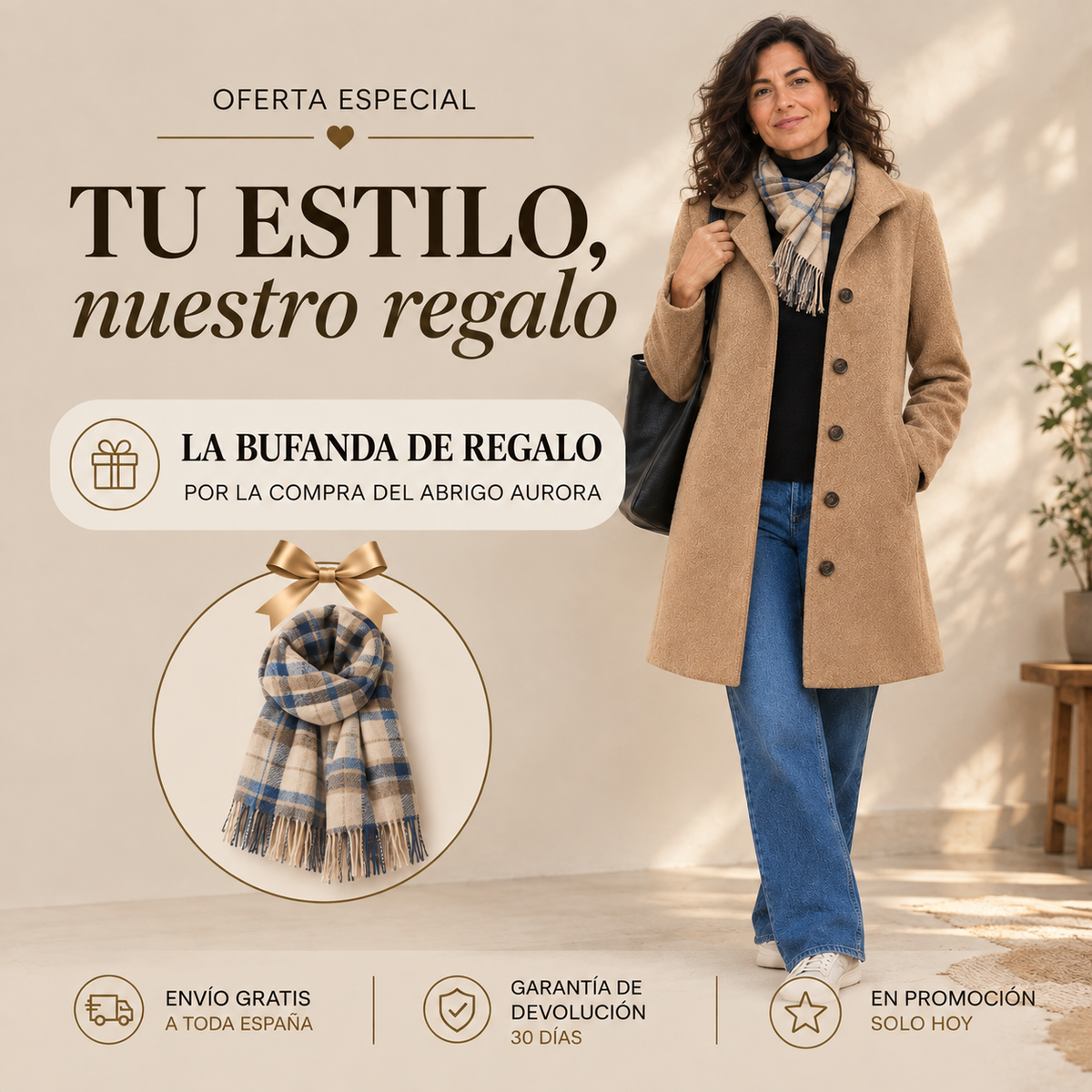 Aurora | Cappotto Classico in Panno con Sciarpa Coordinata in Omaggio