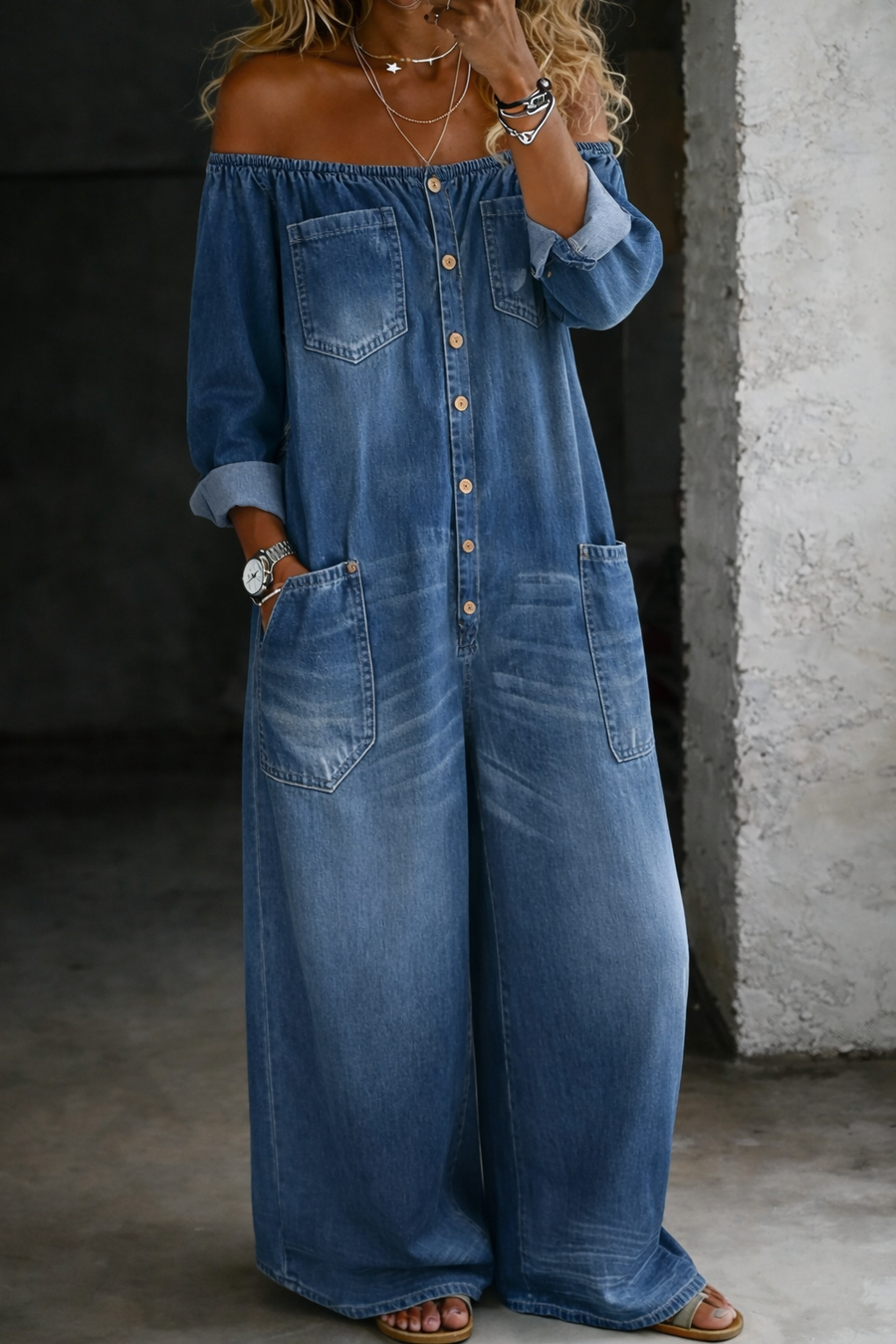BEATRICE LUCCA | ELENA TUTA IN DENIM CON SPALLE SCOPERTE DA DONNA