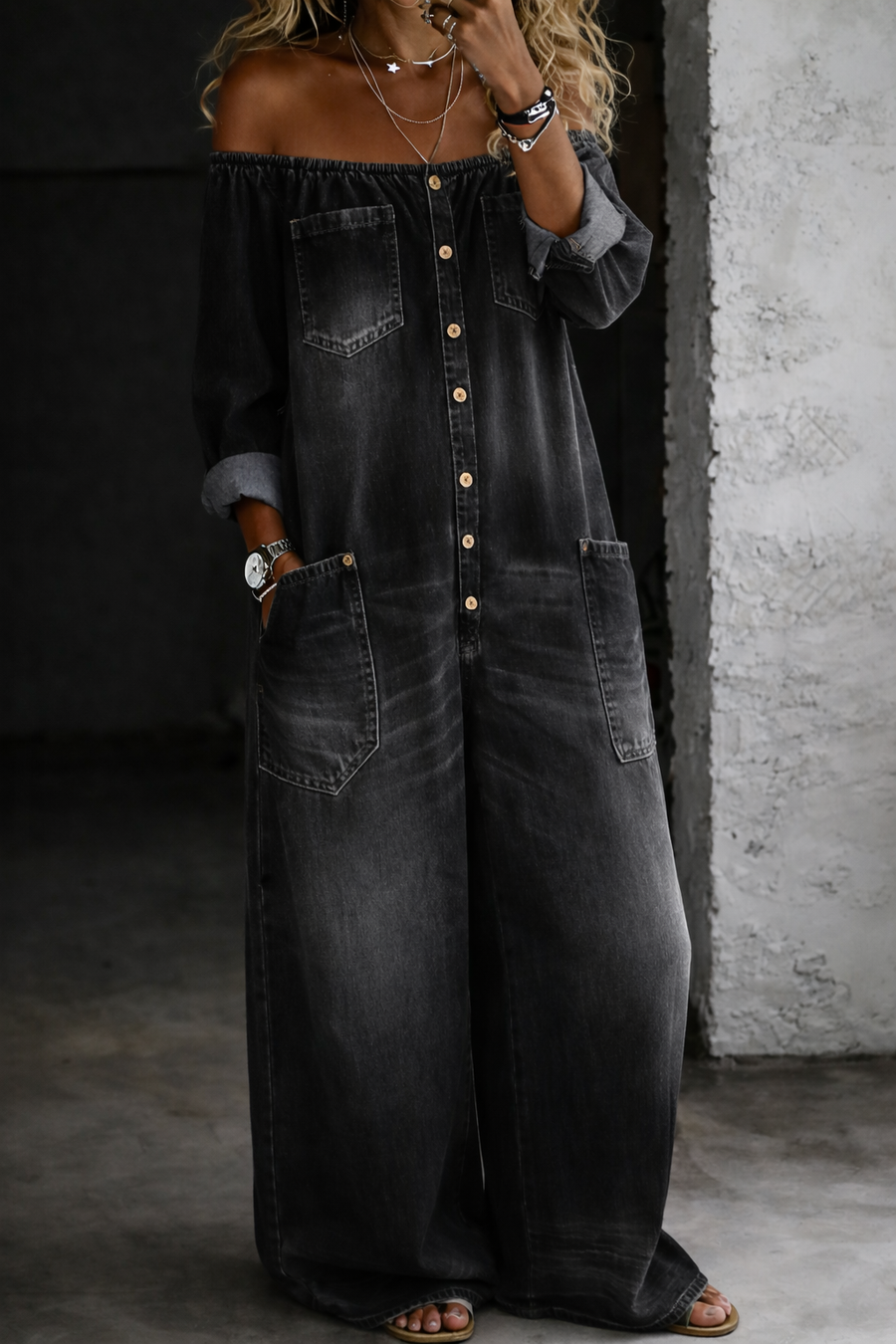 BEATRICE LUCCA | ELENA TUTA IN DENIM CON SPALLE SCOPERTE DA DONNA