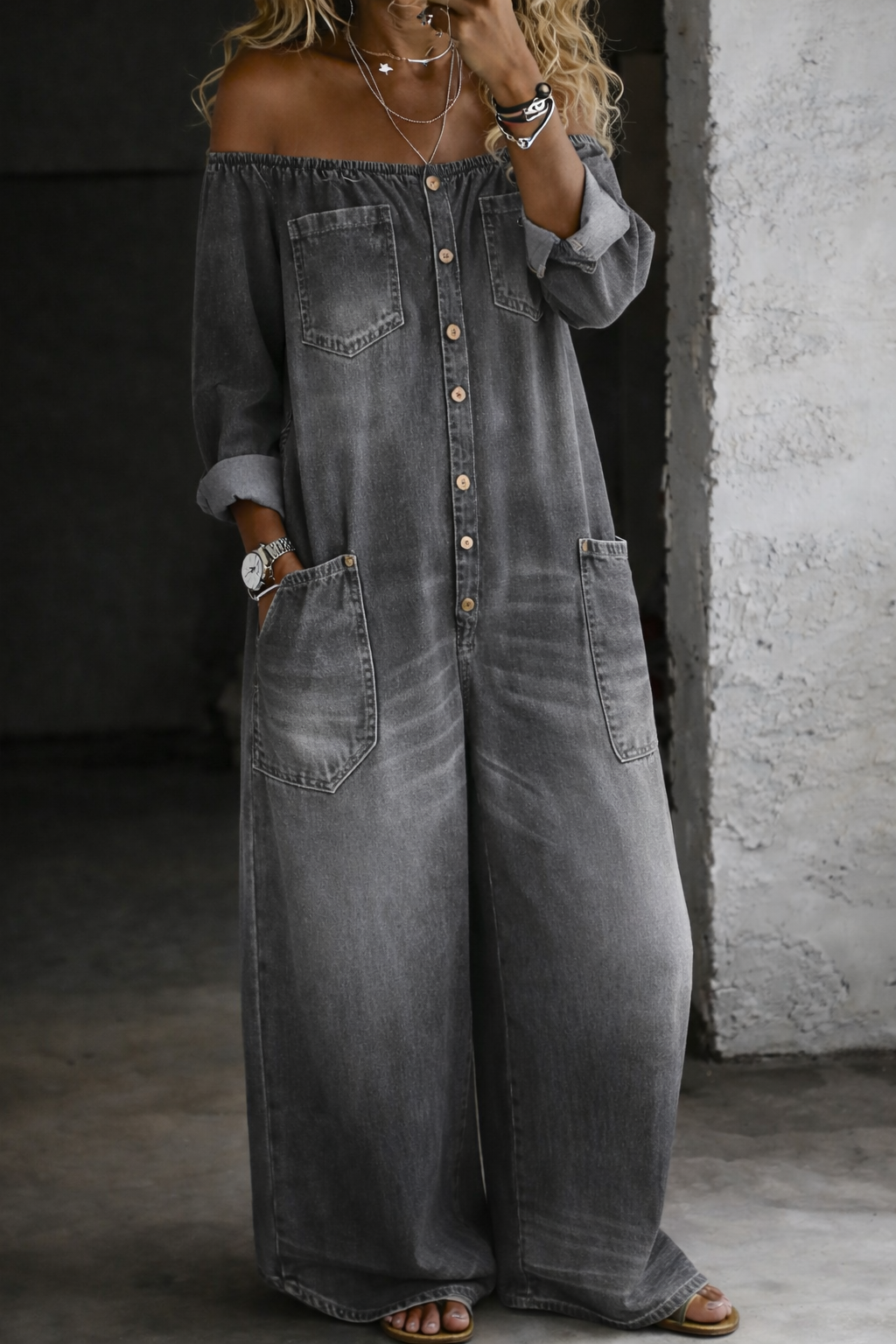 BEATRICE LUCCA | ELENA TUTA IN DENIM CON SPALLE SCOPERTE DA DONNA