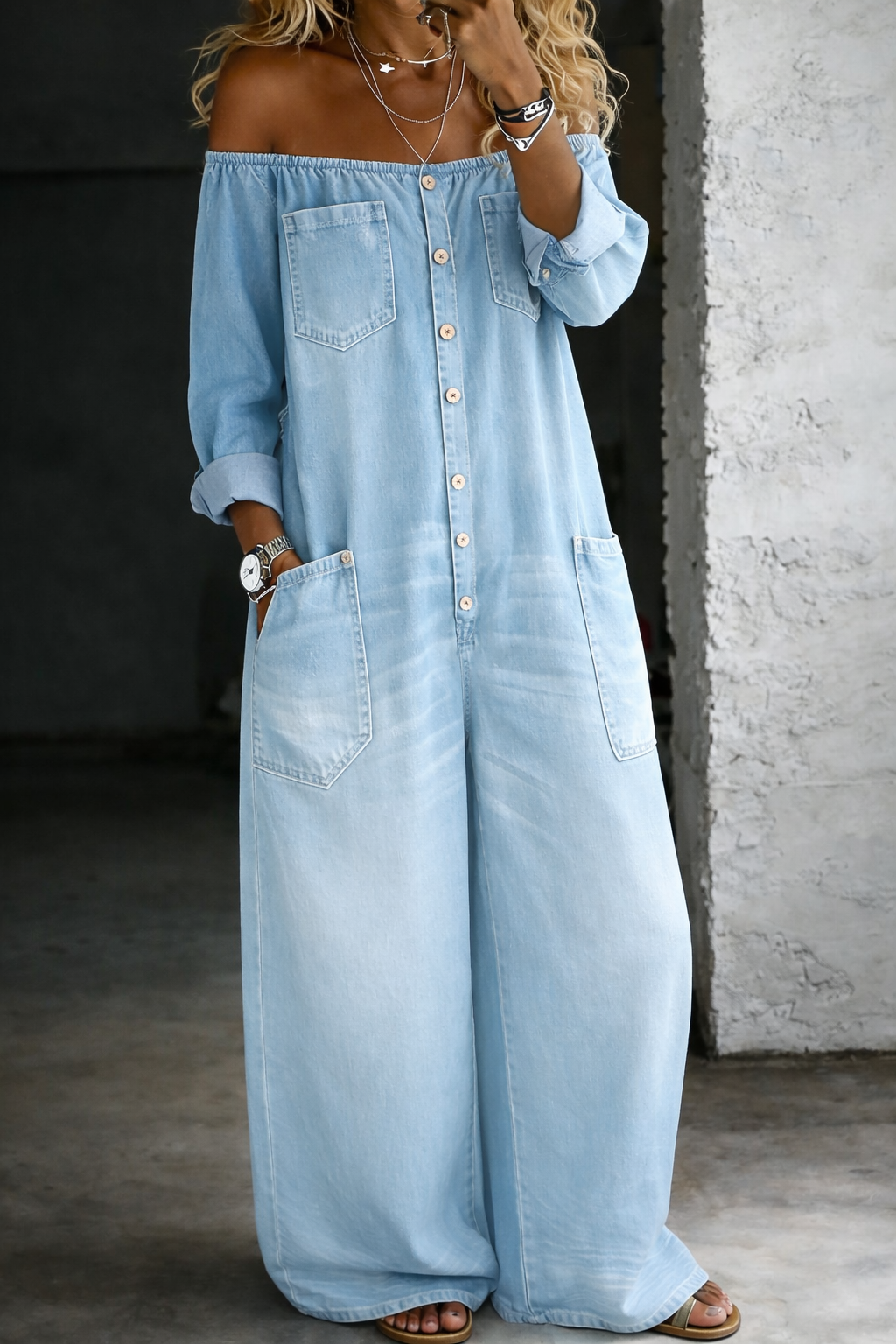BEATRICE LUCCA | ELENA TUTA IN DENIM CON SPALLE SCOPERTE DA DONNA