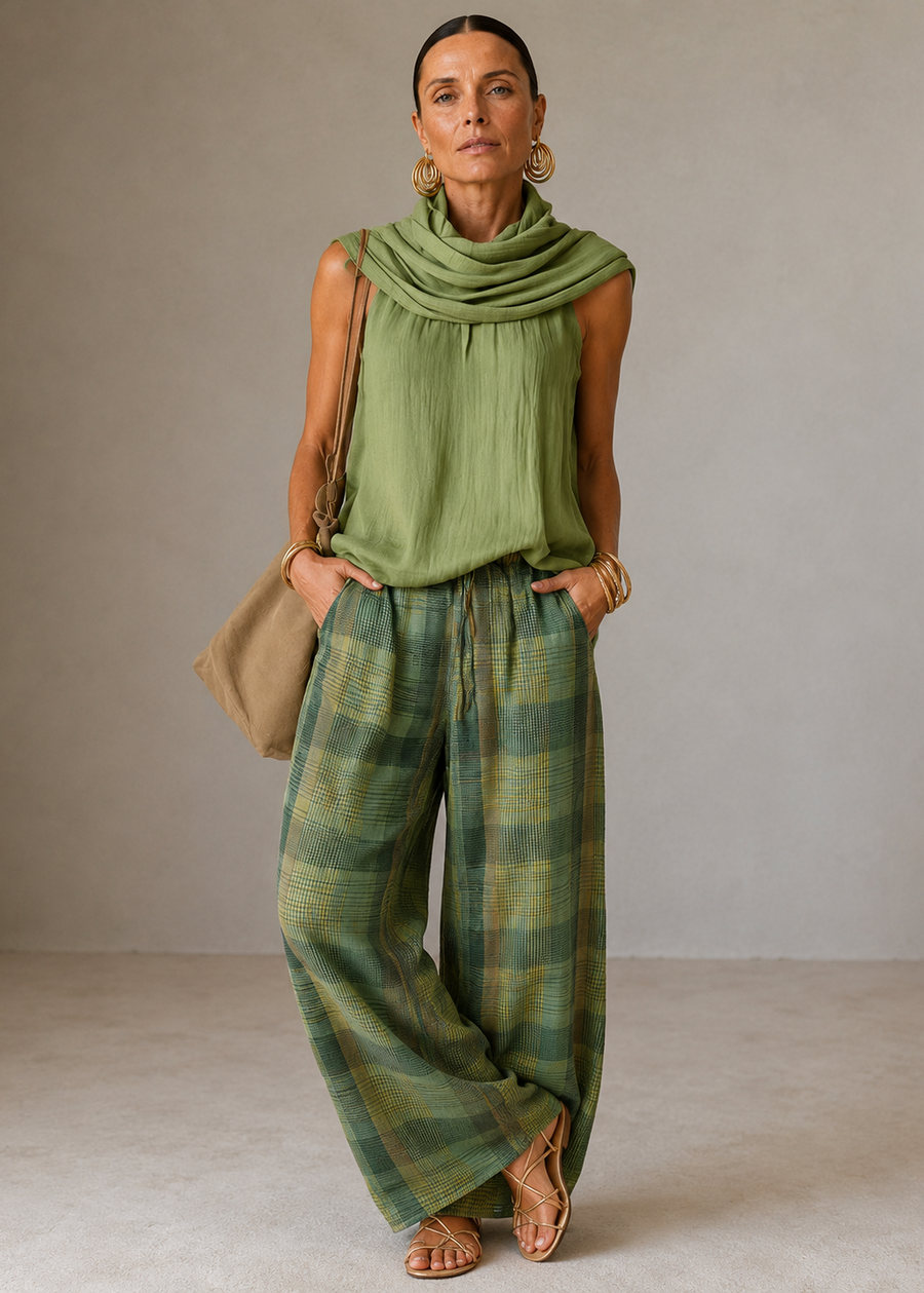Mara – Completo Bohémien con Camicetta e Pantaloni a Gamba Larga