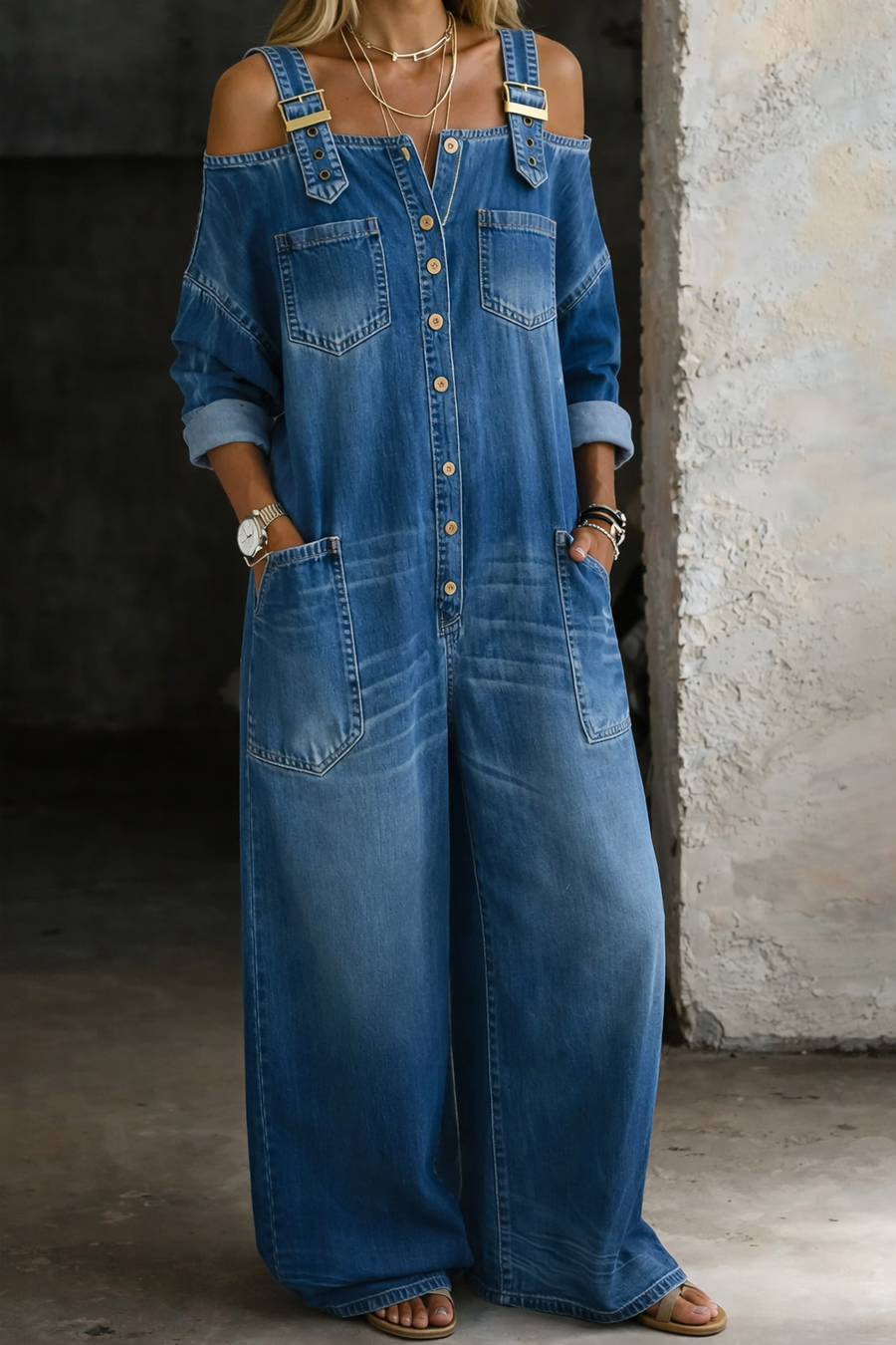 BEATRICE LUCCA | SOPHIA TUTA IN DENIM CON SPALLE SCOPERTE DA DONNA
