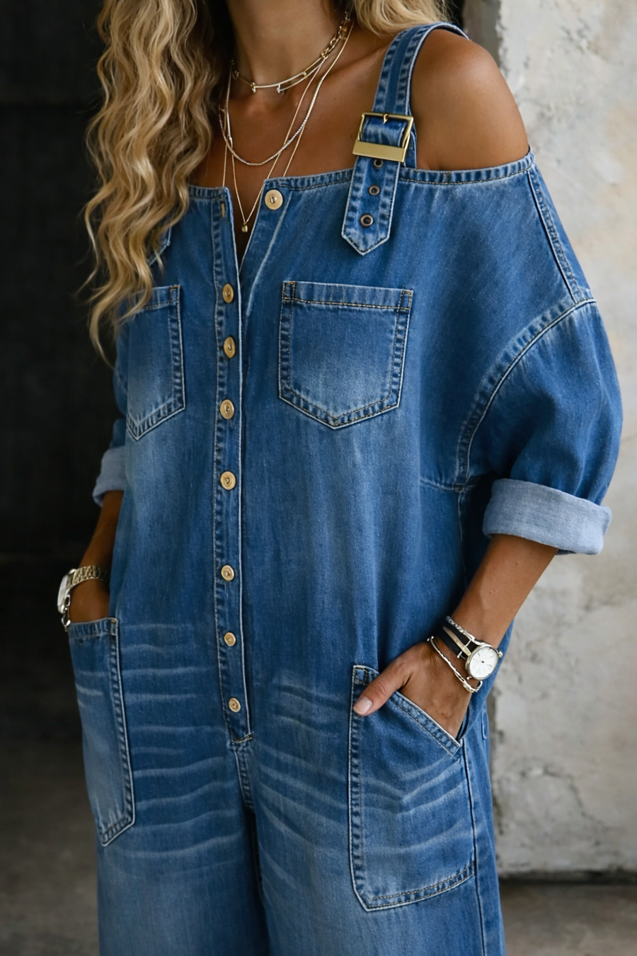 BEATRICE LUCCA | SOPHIA TUTA IN DENIM CON SPALLE SCOPERTE DA DONNA