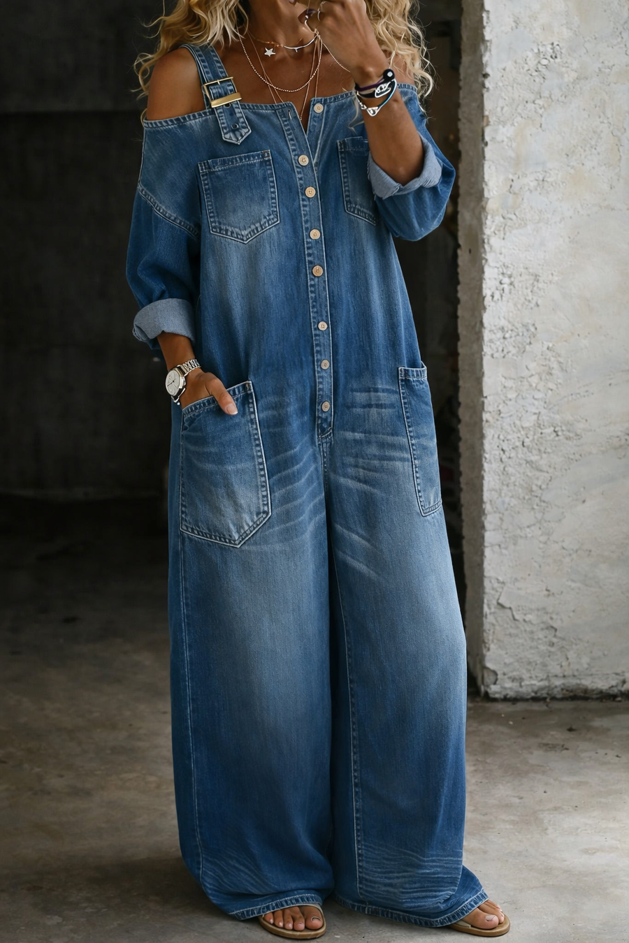 BEATRICE LUCCA | STEFANIA CAMICIA IN DENIM CON SPALLE SCOPERTE DA DONNA