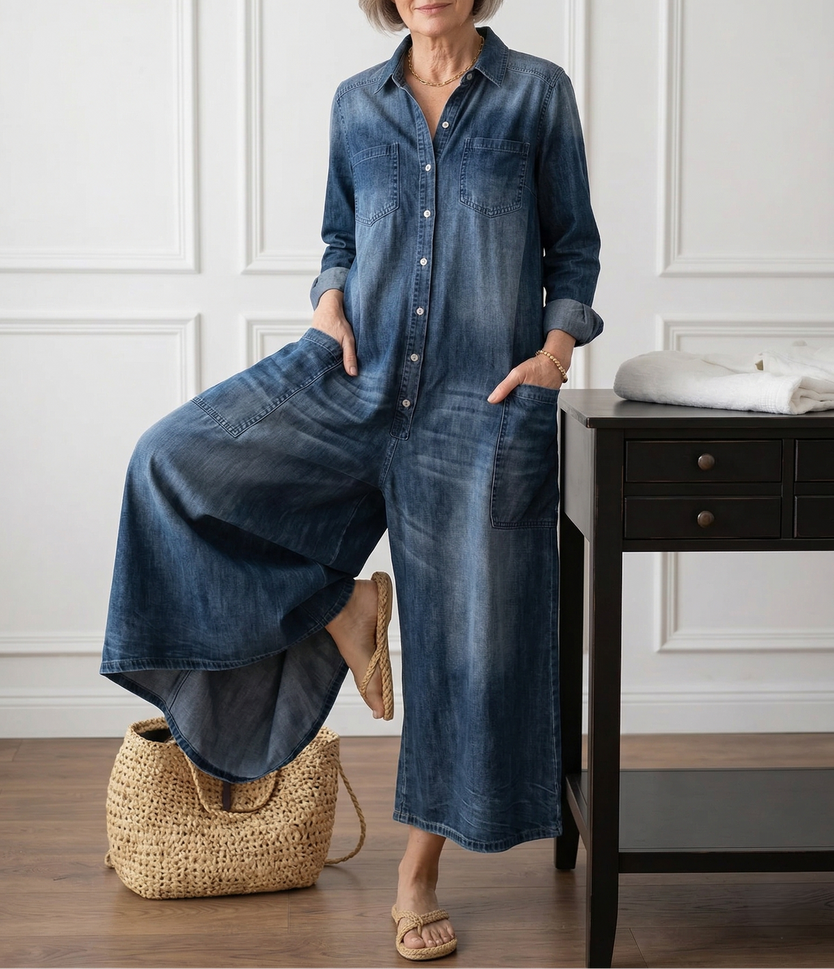 BEATRICE LUCCA | DIANA TUTA IN DENIM VINTAGE CON BOTTONI DA DONNA