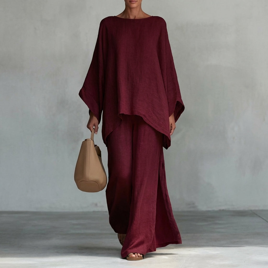 BEATRICE LUCCA | CRISTINA COMPLETO DI DUE PEZZI CON MANICHE LUNGHE E PANTALONI LARGHI DA DONNA