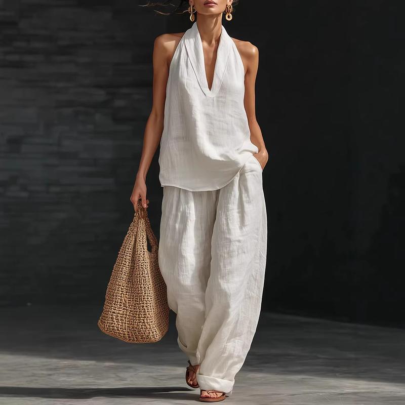 BEATRICE LUCCA | AINHOA COMPLETO DI DUE PEZZI CON TEXTURE DI LINO DA DONNA