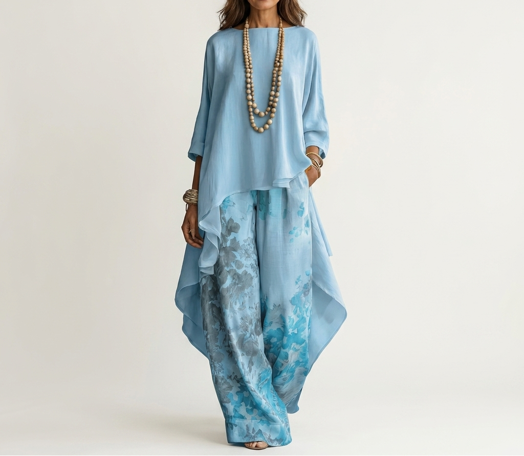 BEATRICE LUCCA | COMPLETO KIMONO BIANCO E BLU NAVY DA DONNA
