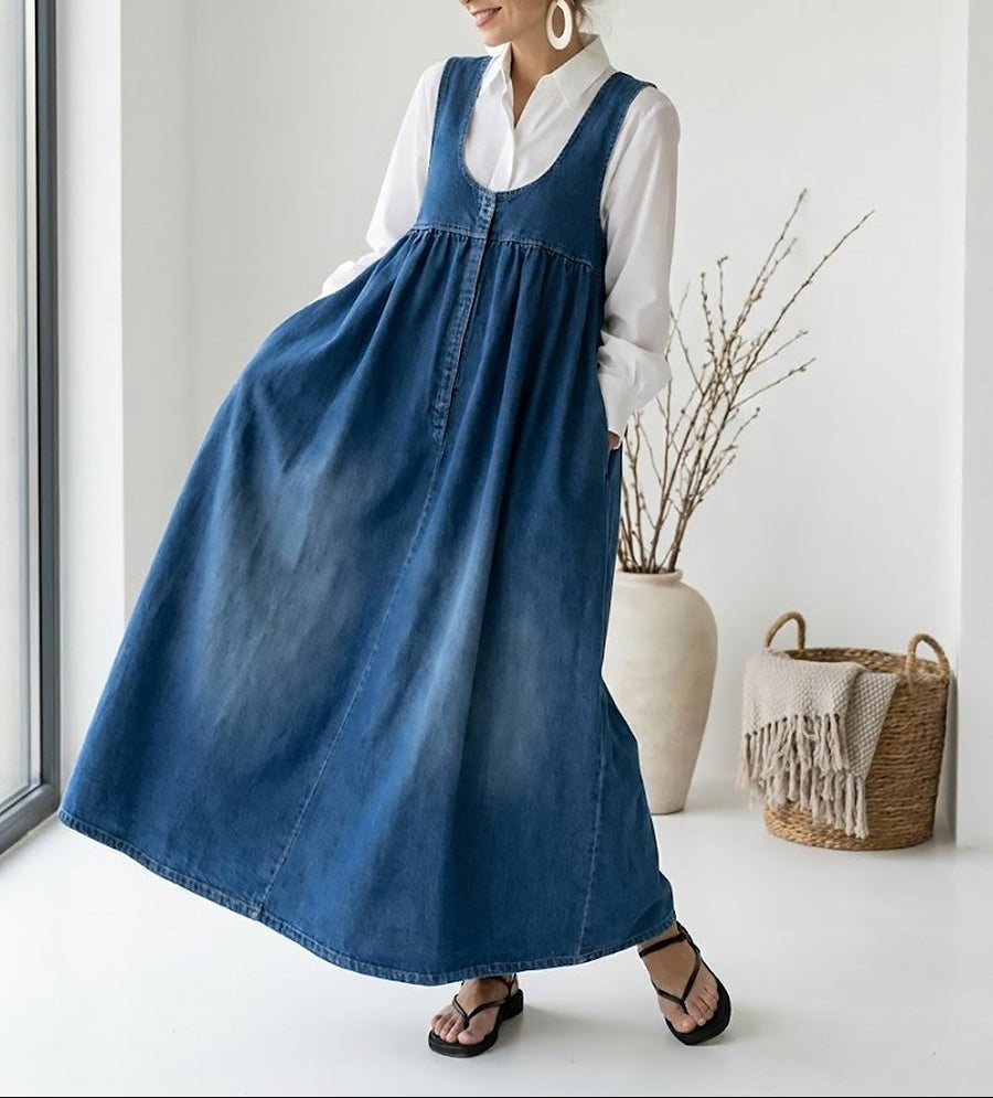 BEATRICE LUCCA | KAREN VESTITO LUNGO IN DENIM VINTAGE DA DONNA