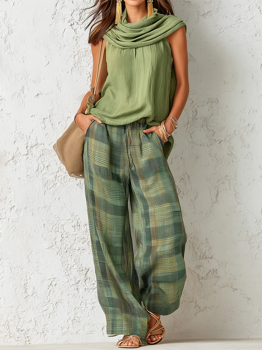 Mara – Completo Bohémien con Camicetta e Pantaloni a Gamba Larga